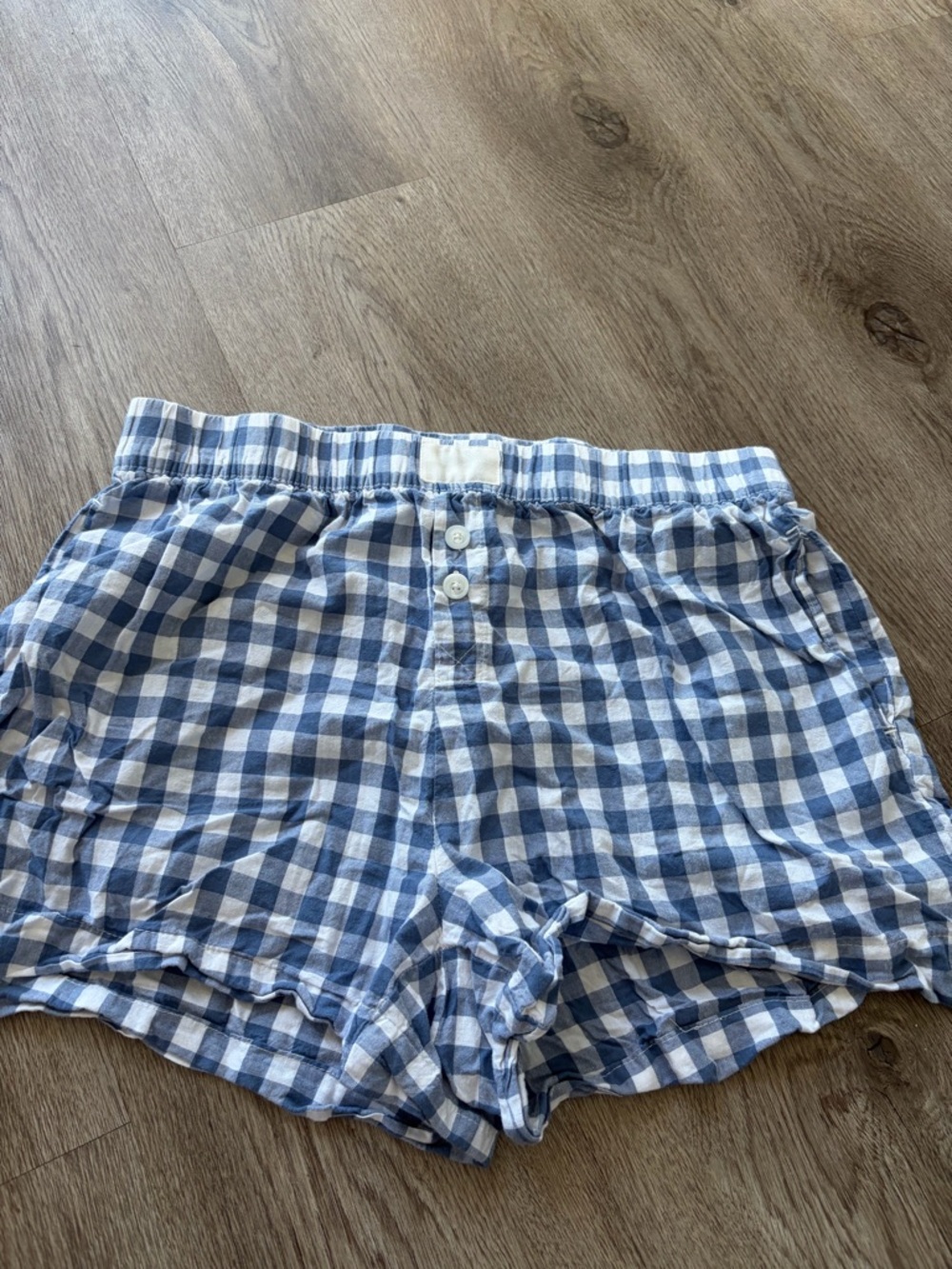 Blue checkered shorts